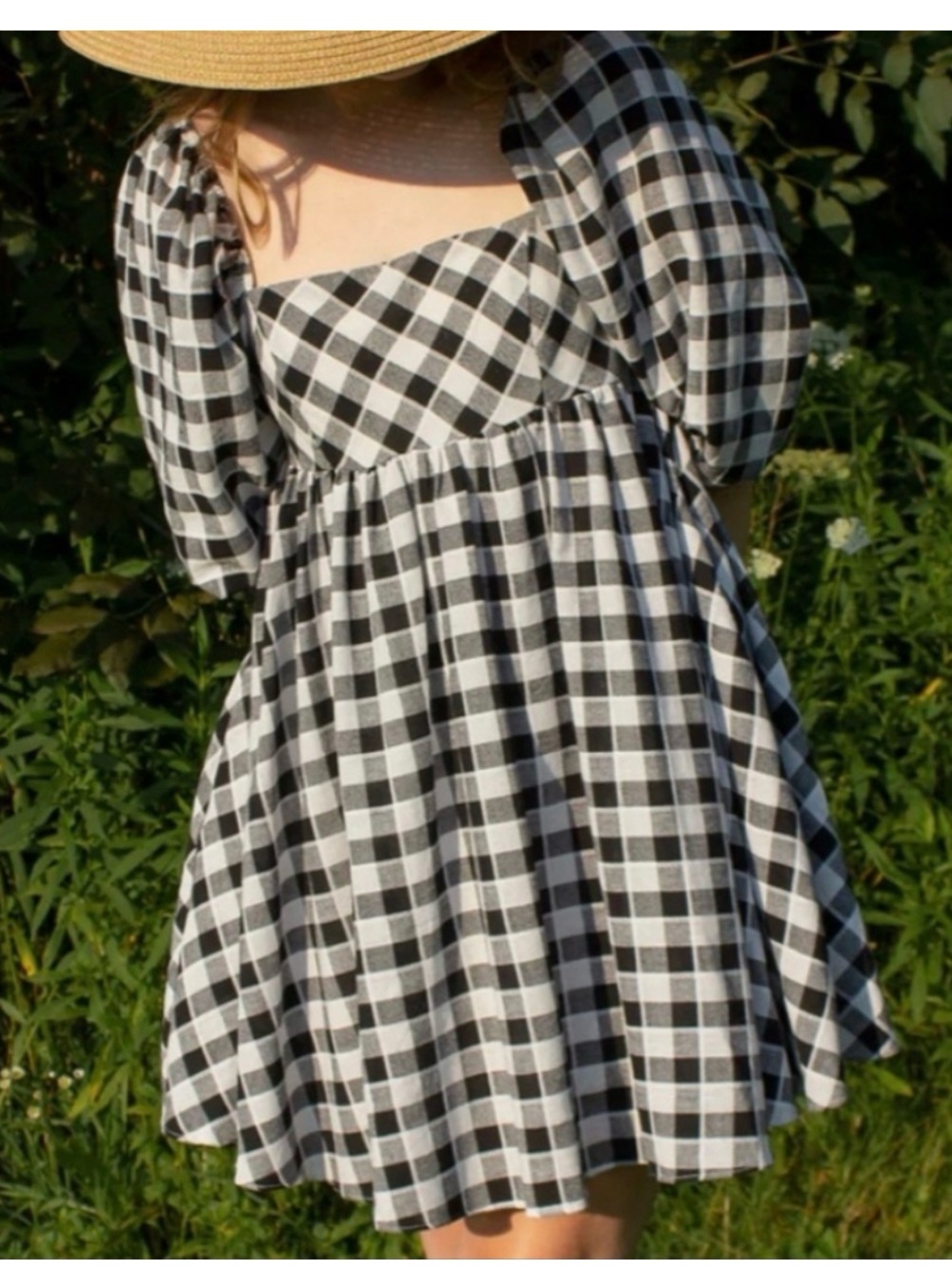 Storia Black and White Gingham Mini Dress